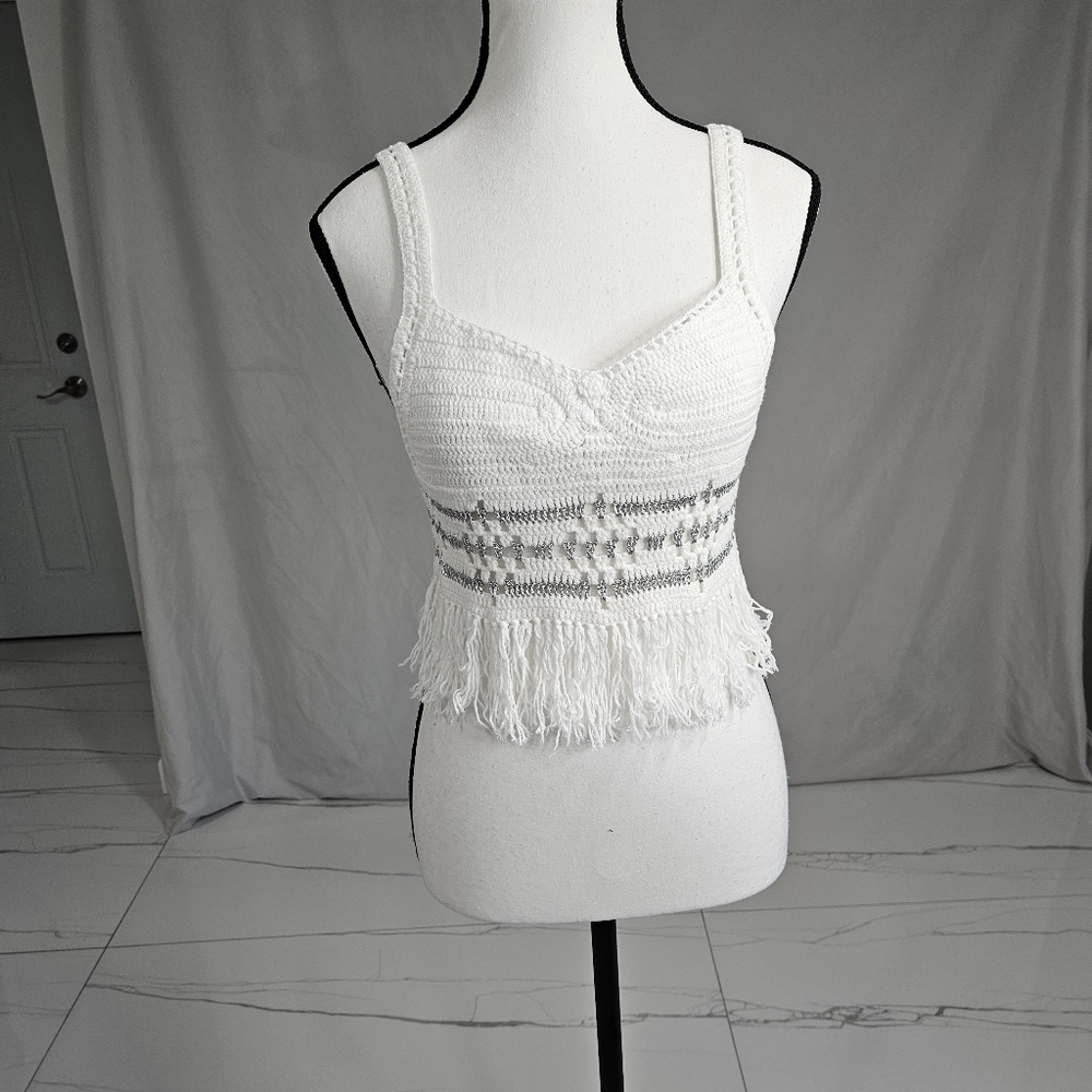 NWT✨️Misa Fringe Crochet Top Size Medium - Picture 7 of 14